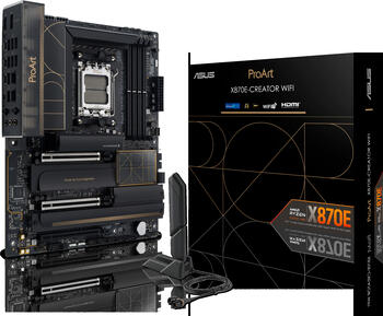 ASUS ProArt X870E-CREATOR WIFI&comma; ATX AM5 Mainboard 4x DDR5&comma; max&period; 192 GB&comma; 1x HDMI&comma; 1x DisplayPort&comma; 1x USB-C&comma; WiF