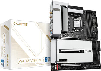 GIGABYTE W480 Vision D, ATX Mainboard, 4x DDR4, max. 128GB, HDMI 1.4b, 2x Thunderbolt 3, Wi-Fi 6 + Bluetooth 5.2