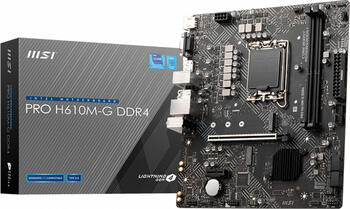 MSI Pro H610M-G DDR4, Sockel 1700, µATX-Mainboard, 2x DDR5 max. 64GB, USB-C 3.2, VGA, HDMI 2.1, DisplayPort 1.4