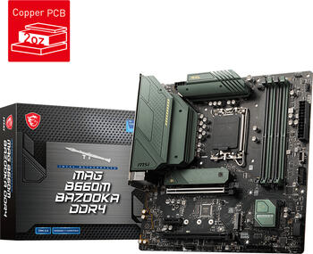 MSI MAG B660M Bazooka DDR4, Sockel 1700, µATX-Mainboard, 4x DDR5 max. 128GB, HDMI 2.1, DP 1.4, 2x USB-A 3.1
