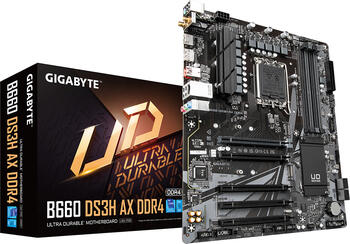 GIGABYTE B660 DS3H AX DDR4, Sockel 1700, ATX-Mainboard 4x DDR4 max. 128GB, HDMI 2.1, DisplayPort 1.2, USB-C 3.2