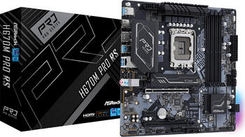ASRock H670M Pro RS&comma; Sockel 1700&comma; &micro;ATX-Mainboard&comma; 4x DDR4 max&period; 128GB&comma; HDMI 2&period;1&comma; DP 1&period;4&comma; 2x USB-A 3&period;1