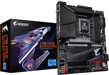 GIGABYTE Z790 AORUS Elite AX DDR4, Sockel 1700, Wi-Fi 6E, 4x DDR4 max. 128GB, HDMI 2.0, 1x USB-C 3.2