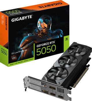 GIGABYTE GeForce RTX 5050 OC Low Profile 8G, GDDR6 Grafikkarte, 2x HDMI, 2x DP GIGABYTE GeForce RTX 5050 OC Low Profile 8G, GDDR6 Grafikkarte, 2x HDMI, 2x DP