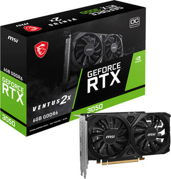 MSI GeForce RTX 3050 Ventus 2X E 6G OC&comma; 6GB GDDR6 Grafikkart 2x HDMI&comma; 1X DP