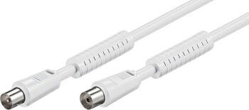 5m Antennenkabel Ferritkern Koaxialstecker > Kupplung weiss goobay&comma; IEC Koaxialkabel