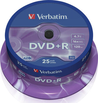 VERBATIM DVD+R 16x 25er Spindel 4.7GB DVD-Rohlinge 