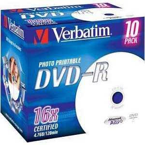 VERBATIM DVD-R 16X 10er PS Pack DVD-Rohlinge 