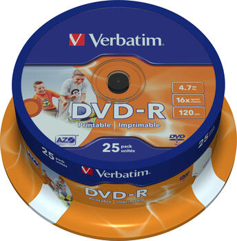 VERBATIM DVD-R 16X 25er PS Spindel 4.7GB DVD-Rohlinge 