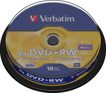 VERBATIM DVD&plus;RW 4x 10er Pack 4&period;7GB DVD-Rohlinge 