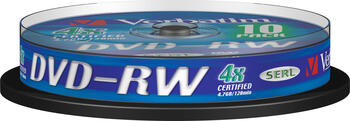 VERBATIM DVD-RW 4fach 10er Spindel 4.7GB DVD-Rohlinge 