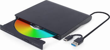 Gembird Externes USB-DVD-Laufwerk schwarz, USB-A/USB-C 3.0 