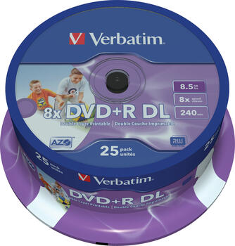 VERBATIM DVD+R 8x 25er Spindel DL DVD-Rohlinge 