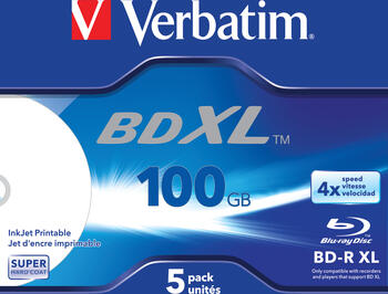 Verbatim BD-R XL 4x 5er 100GB Jewelcase Wide Inkjet printable
