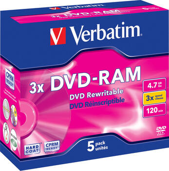 Verbatim DVD-RAM single sided 4.7GB 3x, 5er Jewelcase 
