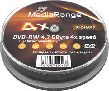 10er MediaRange MR450 DVD-Rohling 4,7GB DVD-RW 