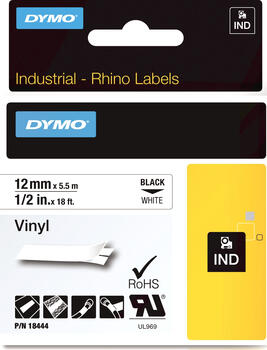 Dymo ID1 Industrial Rhino Pro Beschriftungsband 12mm, schwarz/ weiß