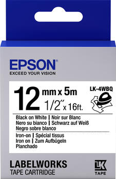 Epson LK-4WBQ Beschriftungsband zum Aufbügeln 12mm, schwarz/weiß
