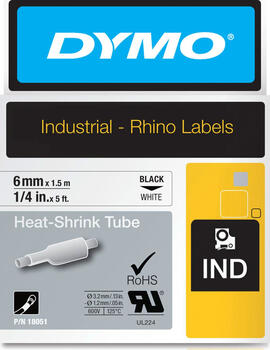 Dymo IND Schrumpfschlauch 6mm, schwarz/weiß 