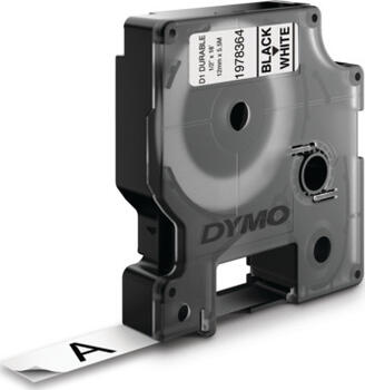 Dymo D1 Durable Beschriftungsband 12mm, schwarz/weiß 