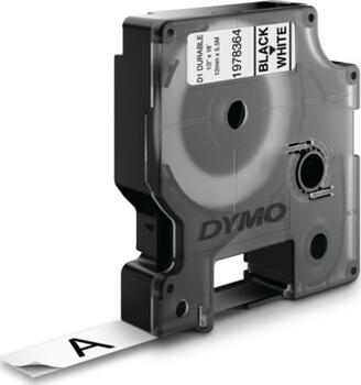 Dymo D1 Durable Beschriftungsband 12mm, schwarz/weiß
