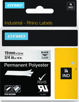 Dymo ID1 Permanent Industrial Rhino Pro Beschriftungsband 19mm, schwarz/weiß