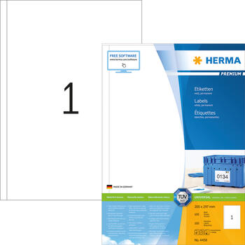 Herma Premium Etiketten A4 weiß 200x297 mm, 100 Stück 