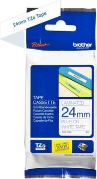 Brother TZe-253 24mm, weiß/blau Brother TZe-253 24mm, weiß/blau