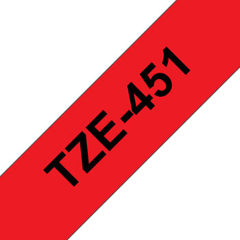 Brother TZe-451 Schriftbandkassette 24mm rot auf schwarz 