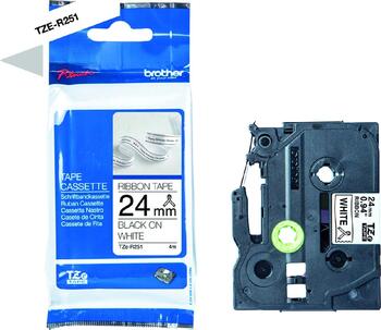 BROTHER P-Touch 24mm wei&szlig;&sol;schwarz&comma; Textilband