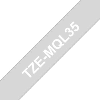 Brother TZe-MQL35 Beschriftungsband 12mm, weiß/grau hell