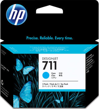 HP Tinte Nr 711 cyan&comma; 3er-Pack