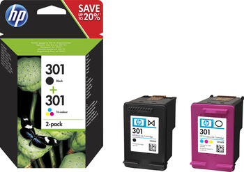 HP 301 Druckkopf mit Tinte 2er-Pack schwarz/farbig Original 190 Seiten schwarz, 165 Seiten farbig HP 301 Druckkopf mit Tinte 2er-Pack schwarz/farbig Original 190 Seiten schwarz, 165 Seiten farbig