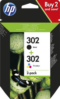 HP Druckkopf mit Tinte 302 schwarz/farbig Kapazität 190 Seiten schwarz, 165 Seiten farbig HP Druckkopf mit Tinte 302 schwarz/farbig Kapazität 190 Seiten schwarz, 165 Seiten farbig