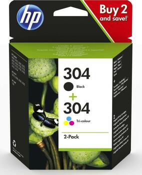 HP Druckkopf mit Tinte 304 Multipack 120 Seiten schwarz, 100 Seiten dreifarbig HP Druckkopf mit Tinte 304 Multipack 120 Seiten schwarz, 100 Seiten dreifarbig