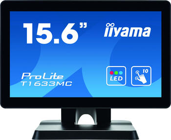 15.6 Zoll iiyama ProLite T1633MC-B1, 39,6cm Touch TFT, IP54 zertifiziert (Vorderseite), USB-Hub (2x USB-A)