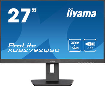27 Zoll iiyama ProLite XUB2792QSC-B5, 68.6cm TFT, 4ms (GtG), 1x HDMI 1.4, 1x DisplayPort, 1x USB-C 3.0 mit DisplayPort 1.