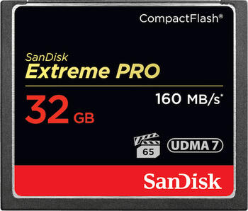 32 GB SanDisk CompactFlash Card [CF] Extreme PRO Speicherkar lesen: 160MB/s, schreiben: 150MB/s