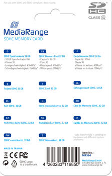 32GB MediaRange Class10 SDHC Speicherkarte