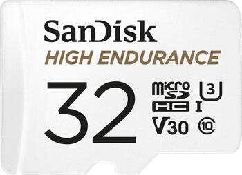 32 GB SanDisk High Endurance microSDHC Kit Speicherkarte&comma; lesen&colon; 100MB&sol;s&comma; schreiben&colon; 40MB&sol;s