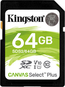 64 GB Kingston Canvas Select Plus SDXC Speicherkarte, lesen: 100MB/s