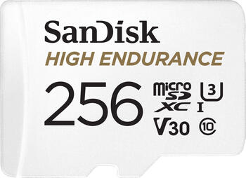 256 GB SanDisk High Endurance microSDXC Kit Speicherkarte&comma; lesen&colon; 100MB&sol;s&comma; schreiben&colon; 40MB&sol;s