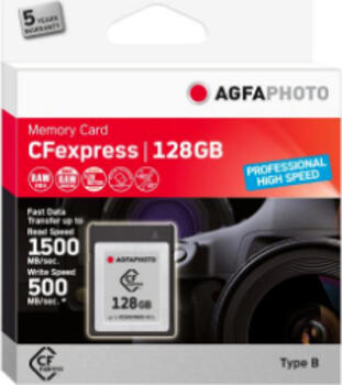 128 GB Lupus Imaging AgfaPhoto Prof. High Speed R1500/W500 CFexpress Type B Speicherkarte, USB-A 3.0, lesen: 1500MB/s,