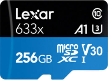 256 GB Lexar High-Performance 633x microSDXC Kit Speicherkar USB-A 3.0, USB 2.0 Micro-B, lesen: 95MB/s, schreiben: 45MB/s