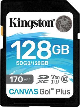 128 GB Kingston Canvas Go! Plus SDXC Speicherkarte, lesen: 170MB/s, schreiben: 90MB/s