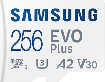 256 GB Samsung EVO Plus 2021 microSDXC Kit Speicherkarte, lesen: 130MB/s