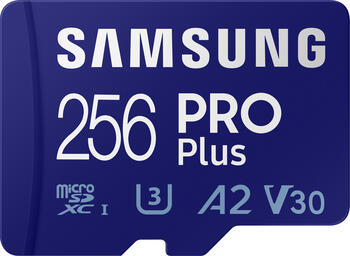 256 GB Samsung PRO Plus 2021 microSDXC USB-Kit Speicherkarte lesen: 160MB/s, schreiben: 120MB/s