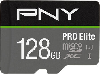 128 GB PNY Pro Elite microSDXC Kit Speicherkarte, lesen: 100MB/s, schreiben: 90MB/s