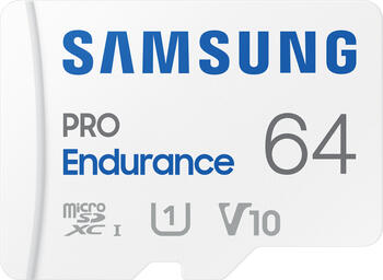 64 GB Samsung PRO Endurance microSDXC Kit Speicherkarte, lesen: 100MB/s, schreiben: 30MB/s