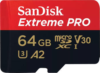 64 GB SanDisk Extreme PRO microSDXC Kit Speicherkarte, lesen: 200MB/s, schreiben: 90MB/s 64 GB SanDisk Extreme PRO microSDXC Kit Speicherkarte, lesen: 200MB/s, schreiben: 90MB/s